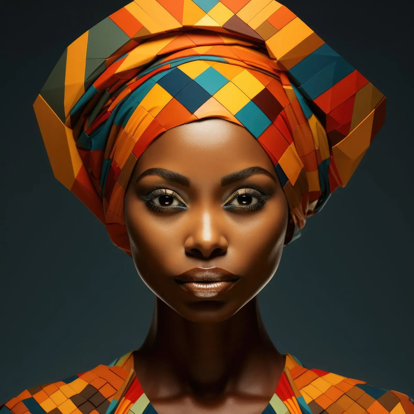 Donna senegalese geometrica pellicola backlit da Artful Muse