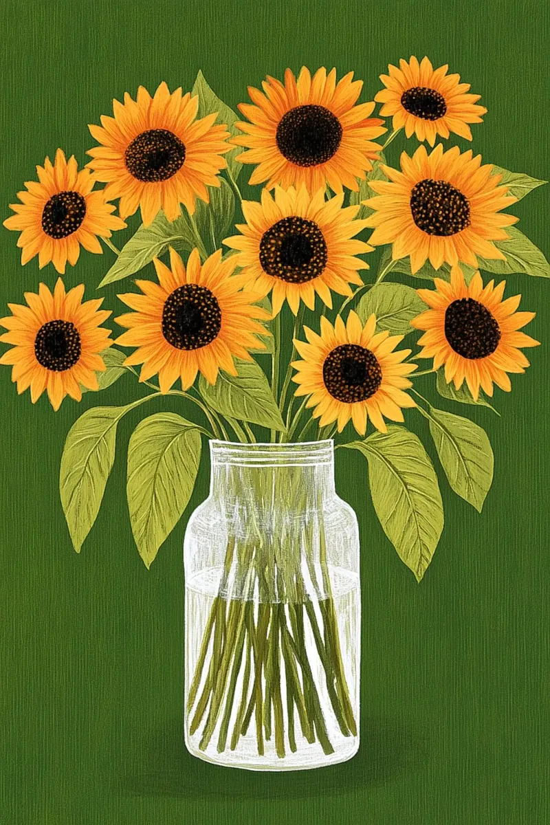Sonnenblumen in einer Vase Poster von Curious Canvas
