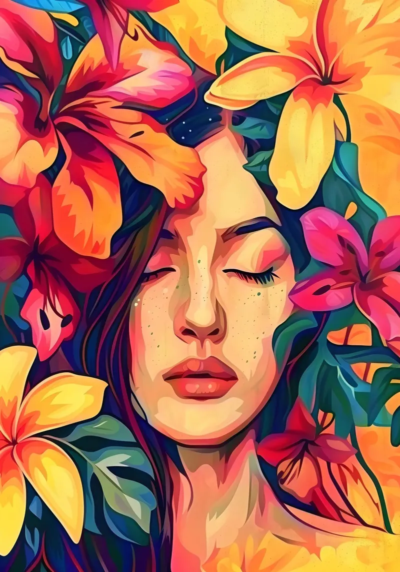 Ritratto della bambina in fiore poster da Artful Muse