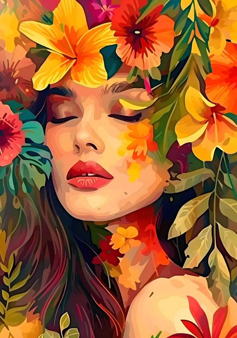 Ritratto della bambina in fiore alluminio dibond da Artful Muse