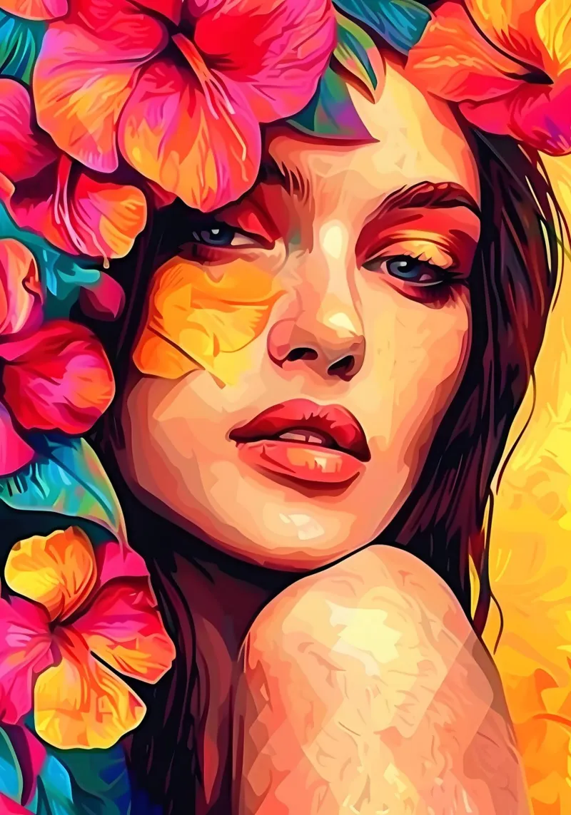 Ritratto della bambina in fiore tela da Artful Muse