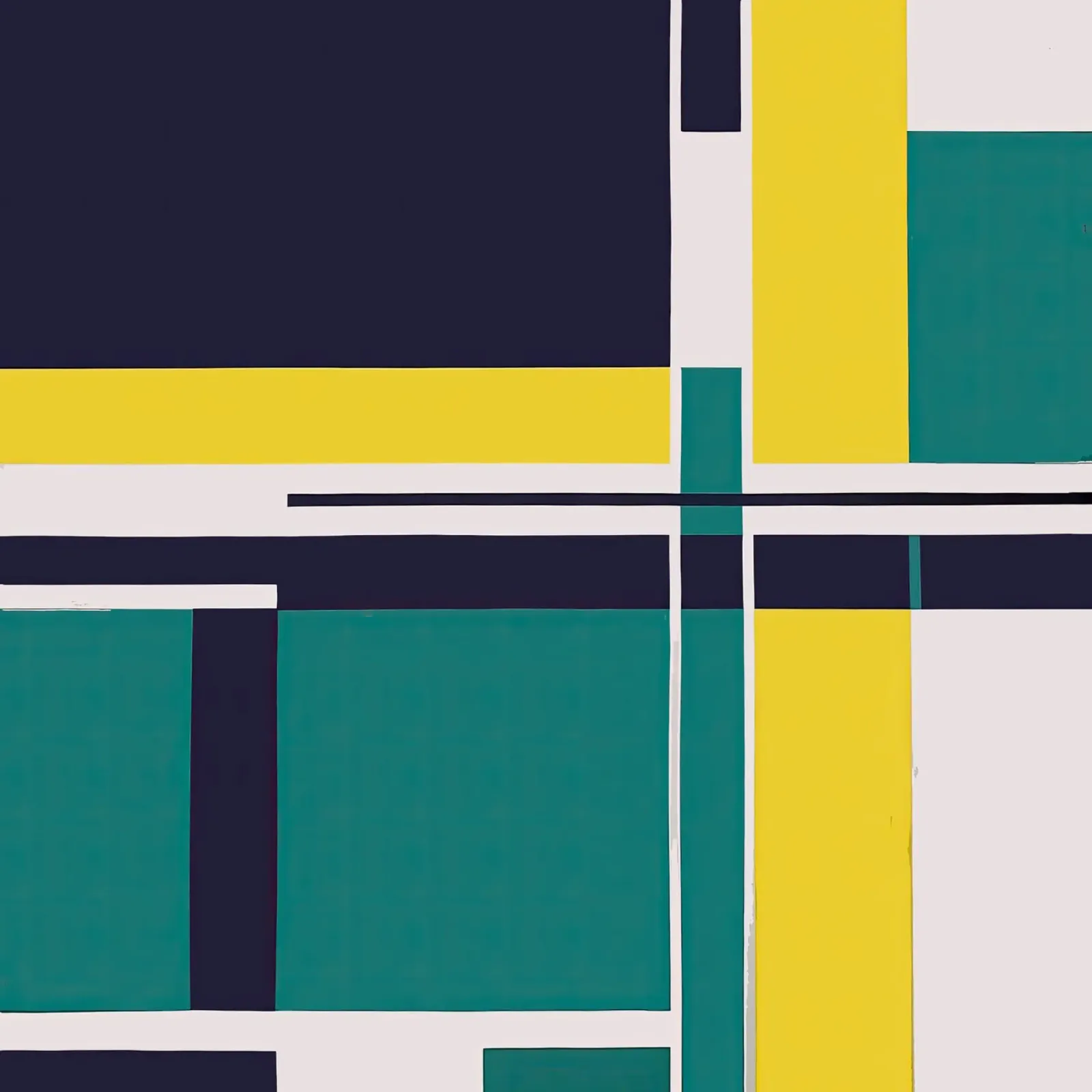 Geometric Abstract Wall Art in Yellow and Teal alu-dibond by Artbyvo
