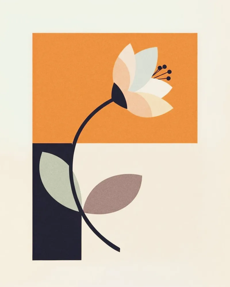 Floral bauhaus #039: Still Life in Shapes poster con telaio in legno da Zen Design