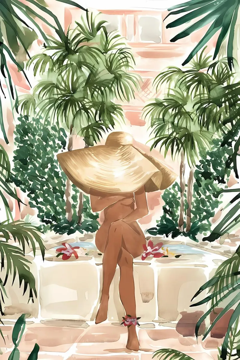 Tropical Woman Illustration alu-dibond by Little Lila