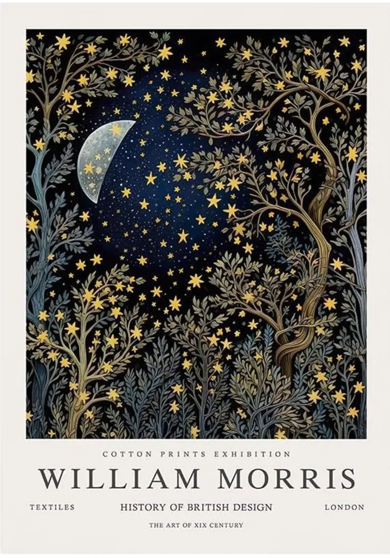 luna e stelle di notte william morris alluminio dibond da komo store