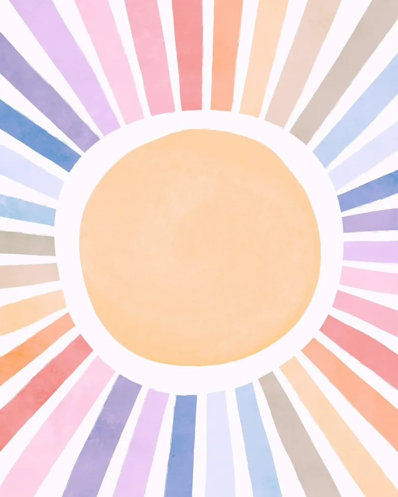 Sole arcobaleno, stampa del sole arcobaleno, arte murale dell'asilo nido poster con telaio in alluminio da Little Lola