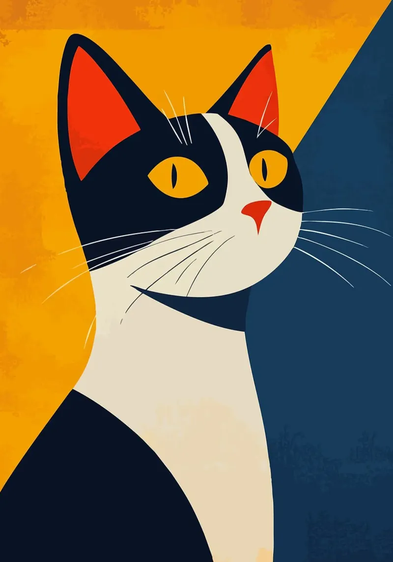 cat black cat white cat whiskers abstract background yellow hahnemühle by minerva santiago