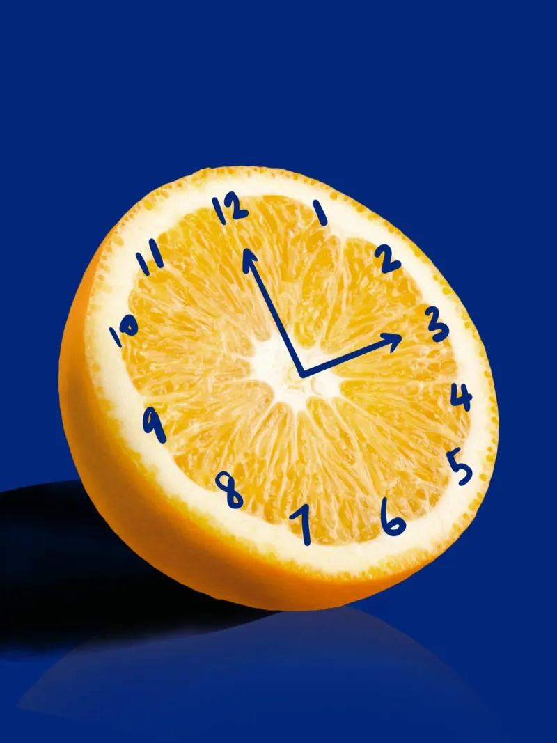 Orologio arancione tela con Cornice a cassetta da Little Dean