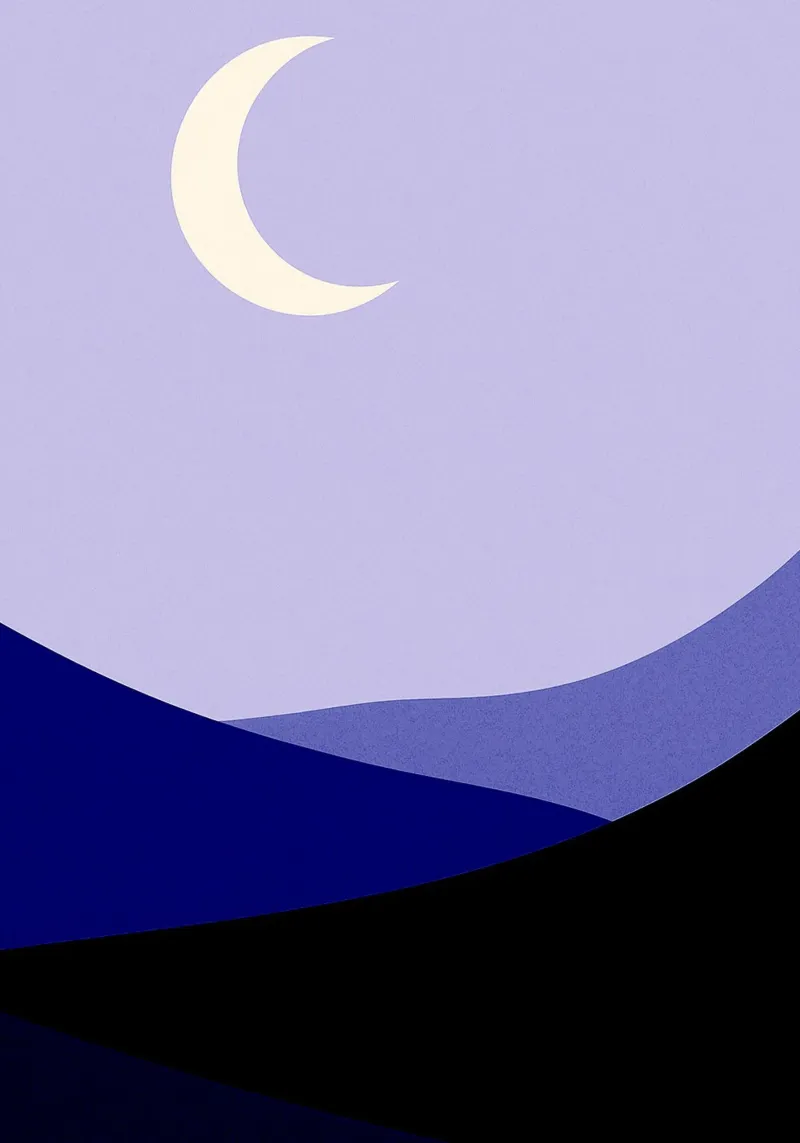 Crescent moon in the dessert Abstract Art canvas by Bulaxtims