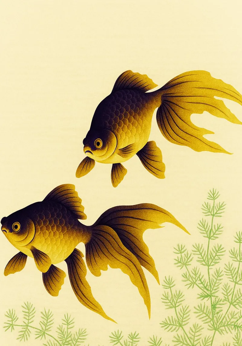 Goldfish Abstract Art canvas with Floater frame by Bulaxtims