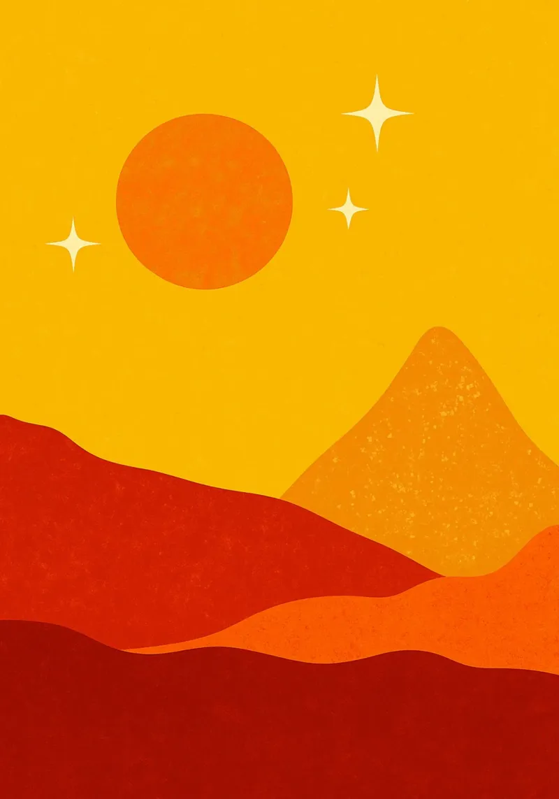 Montagna e sole Arte astratta poster con telaio in alluminio da Bulaxtims