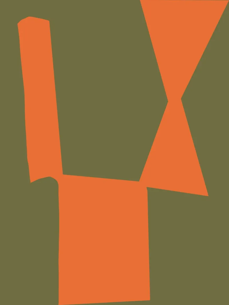 Orange block composition canvas by Little Dean