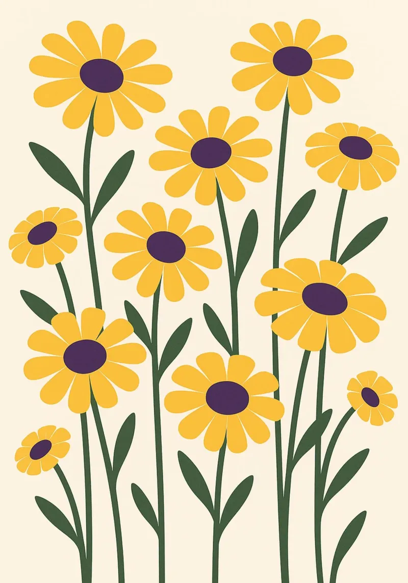 Fleurs de soleil Art abstrait poster avec cadre en aluminium de Bulaxtims