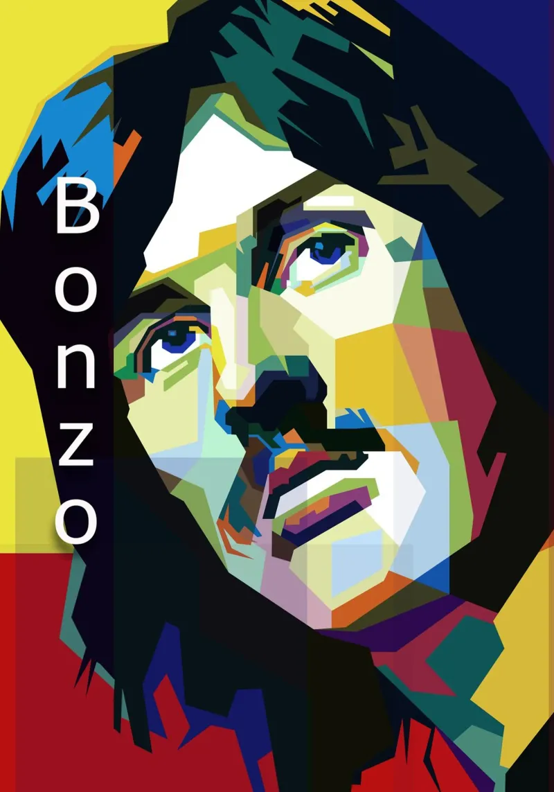 John Bonham Led Zeppelin Rock Blues WPAP Trending Now poster con telaio in plastica da Artkreator