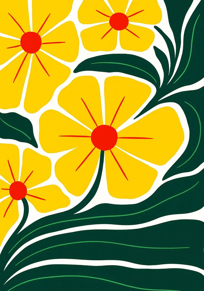 Gele Bloemen Abstracte Kunst hahnemühle van Bulaxtims