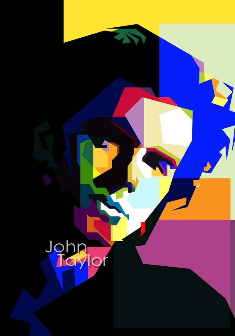 John Taylor Duran Duran Musiker WPAP Trending Now Leinwand mit Schattenfugenrahmen von Artkreator