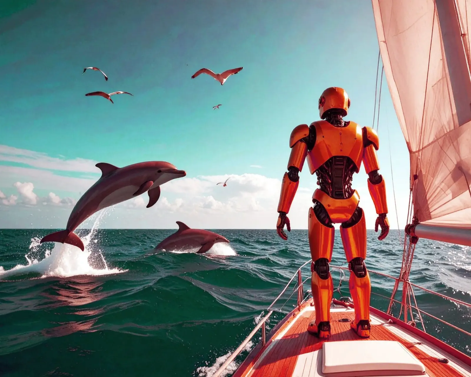 ROBOT SUR UN VOILIER. Eau verte metacrilato de Thierry vobmann photography