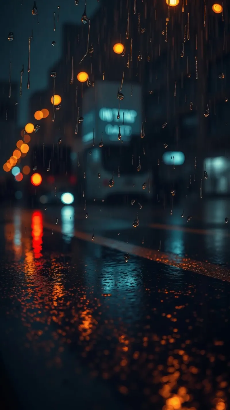 Splendida notte urbana con pioggia e riflessi vibranti pellicola backlit da DesignDoodle