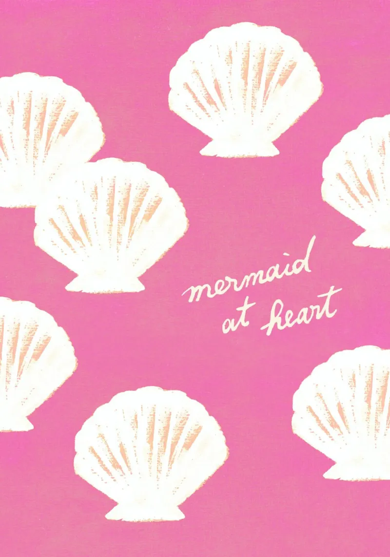 Zeemeermin in hart en nieren - Roze schelpen poster met houten frame van intemporalis