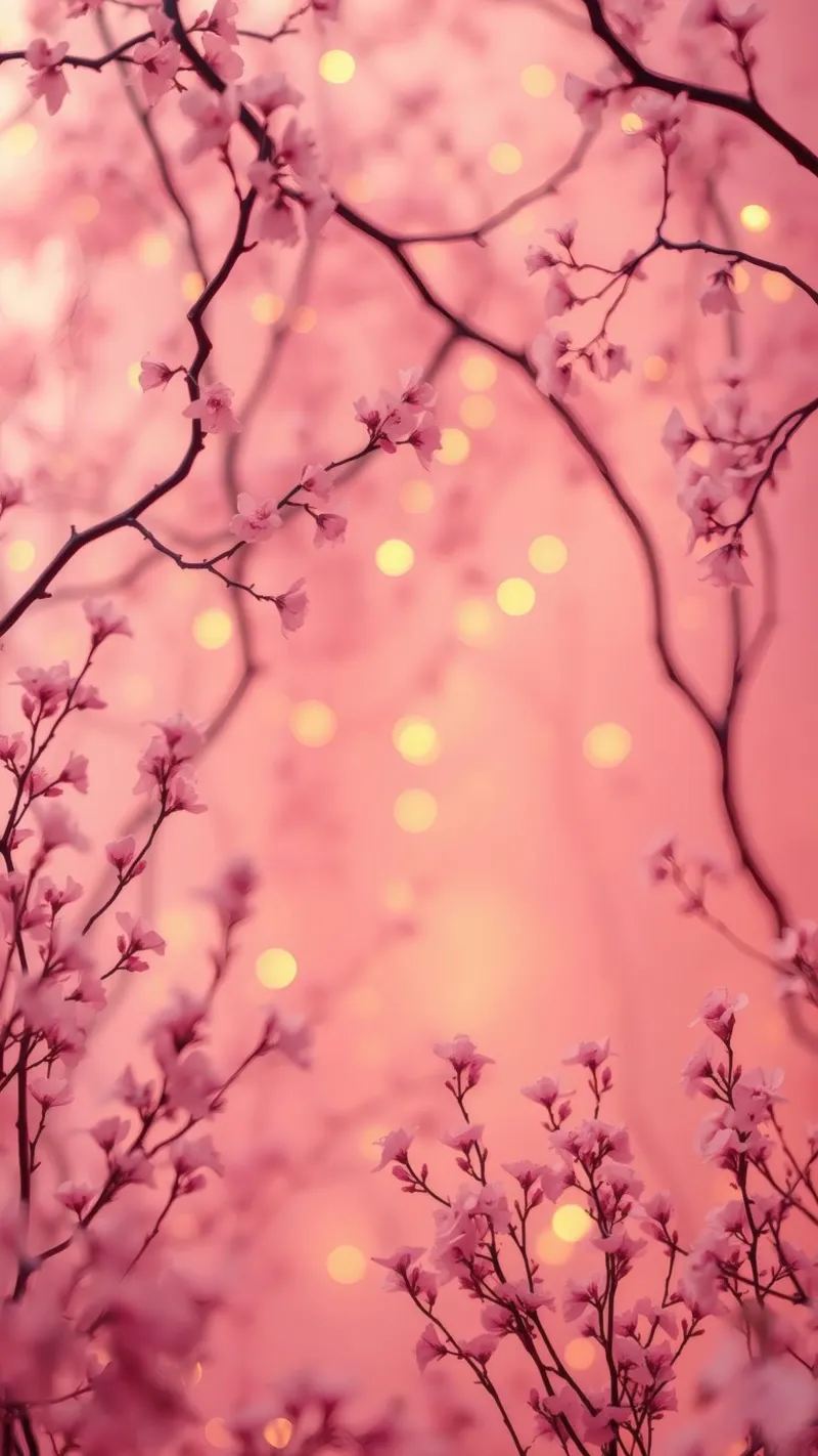 Delicati fiori rosa su uno sfondo bokeh da sogno pellicola backlit da DesignDoodle
