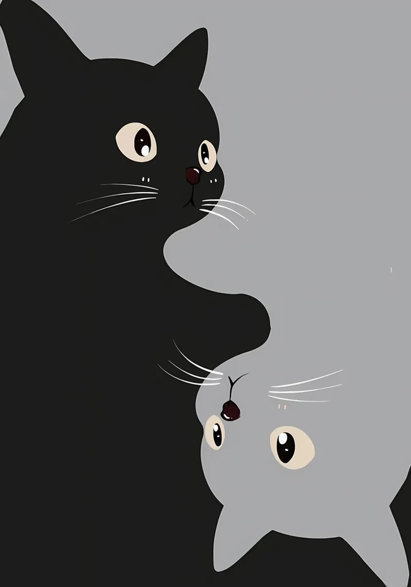 gatto nero gatto grigio occhi baffi naso orecchie code gatto sorridente pellicola backlit da Ashish Kashyap