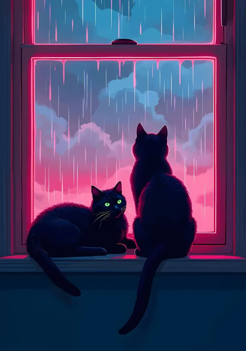 gatti finestra pioggia tempo tempestoso cielo nuvole riflessi casa plexiglass da Ashish Kashyap