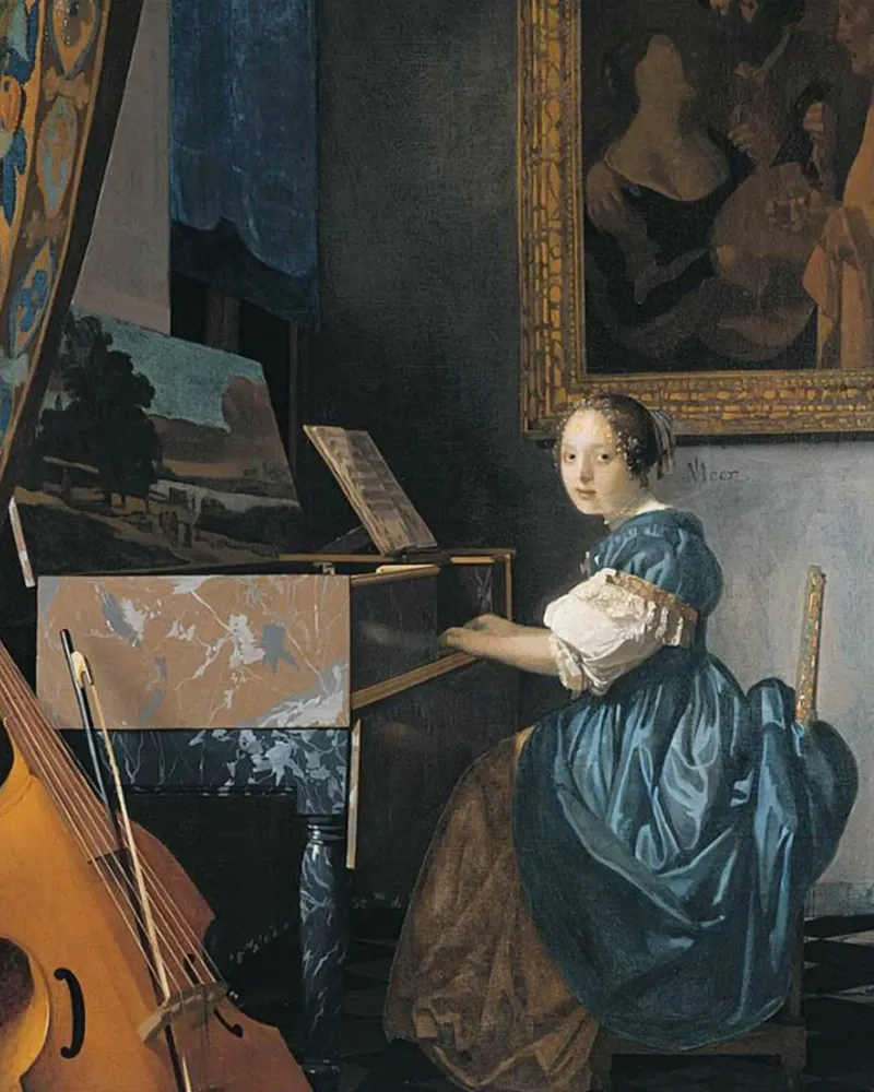 vermeer - femme assise devant un clavier hahnemühle de The Dinda