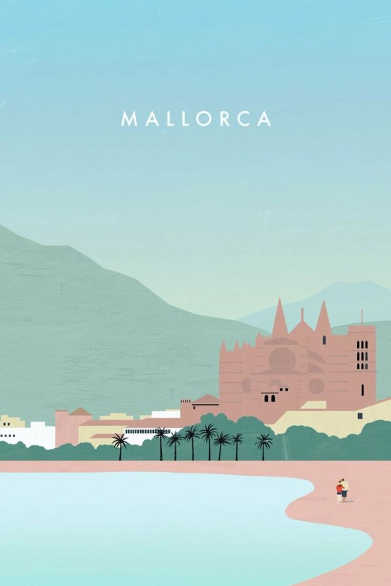 Mallorca poster with wooden frame by Katinka Reinke