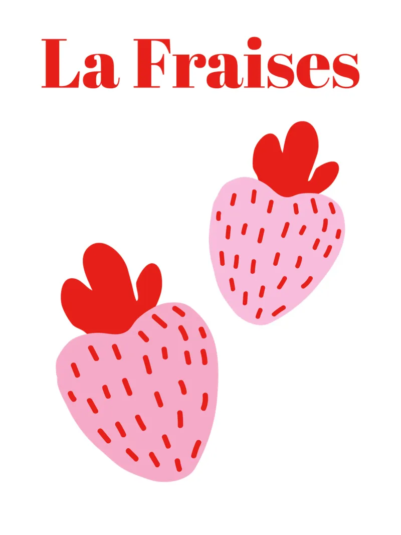 La Fraises Rosa Erdbeere Illustration Poster von The Quote Collective