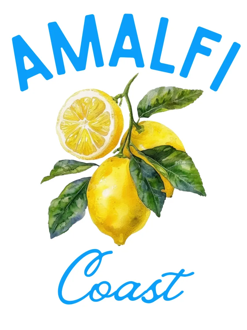 Amalfiküste Zitrone Aquarell Illustration Poster mit Holzrahmen von The Quote Collective
