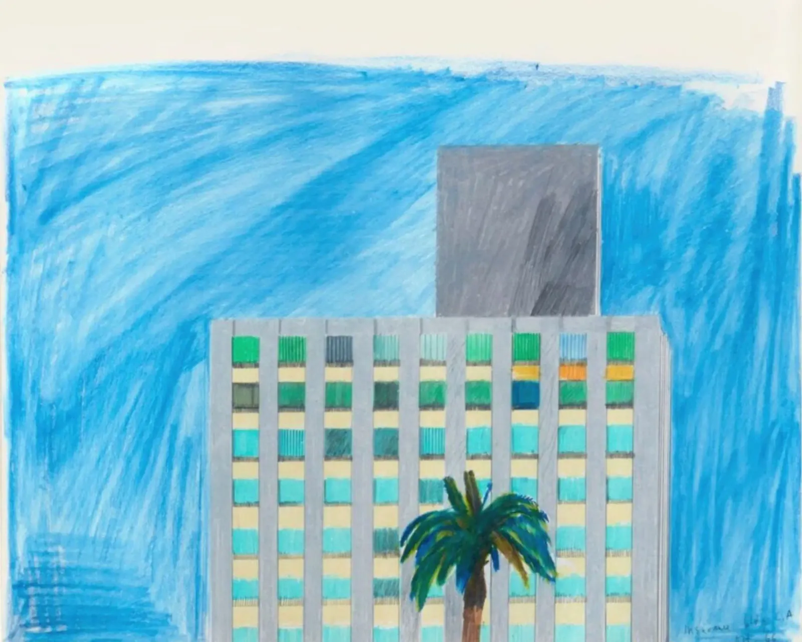 Insurance Building and Palm Tree hahnemühle by khanrosie