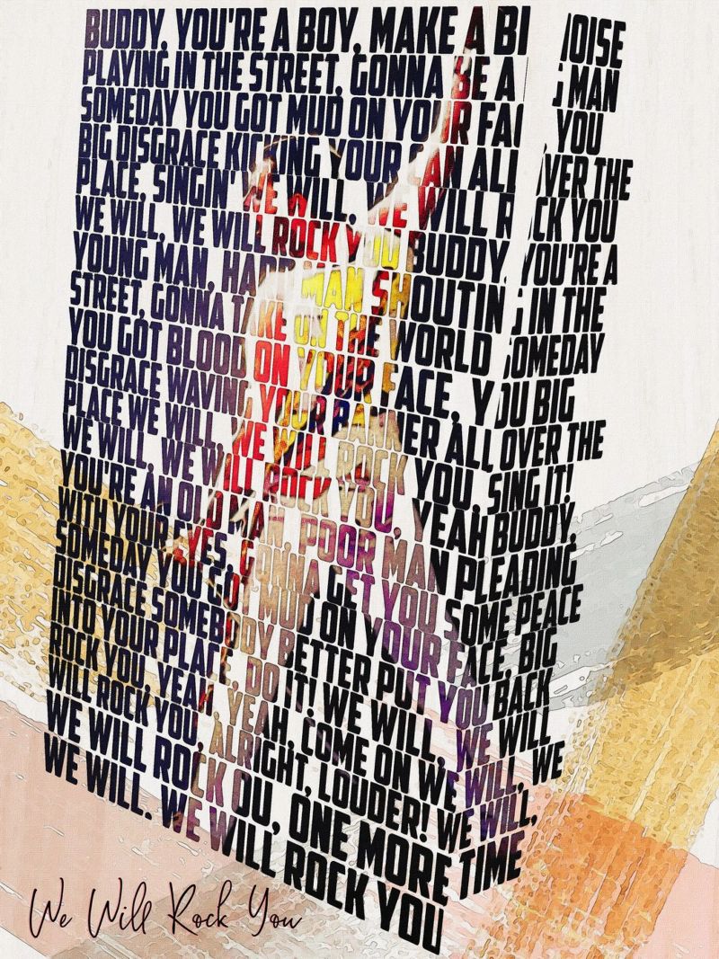 We Will Rock You (Lyrics Book) poster con telaio in plastica da Gunawan Rb