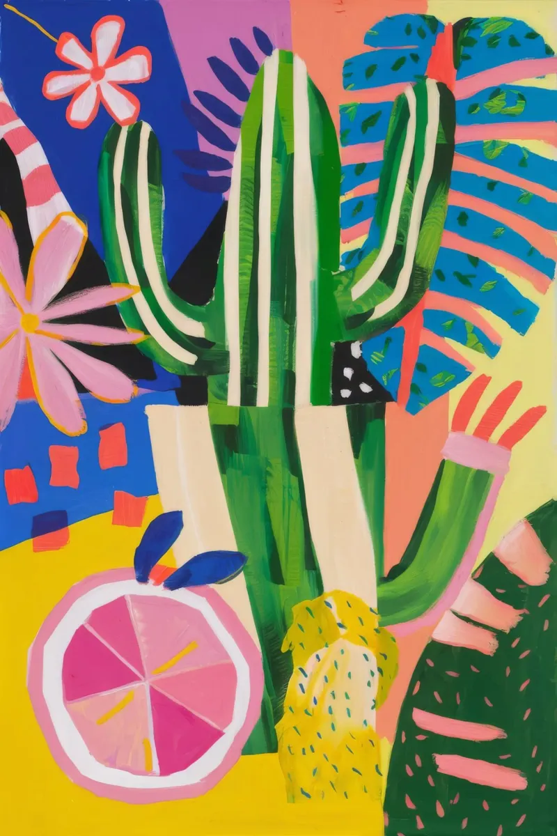 Oasi di flora del deserto poster con telaio in plastica da Zep Layers