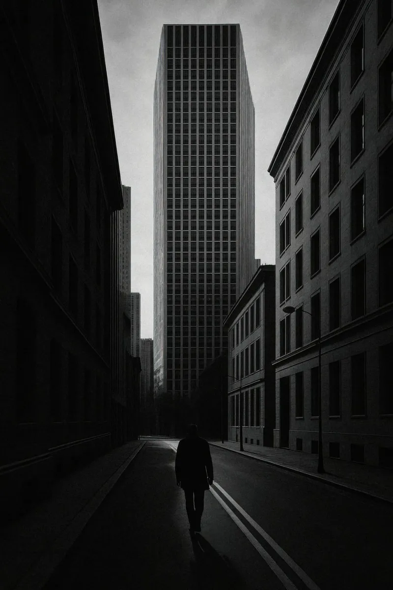 New York – Solitude verticale pellicola backlit da Black & White