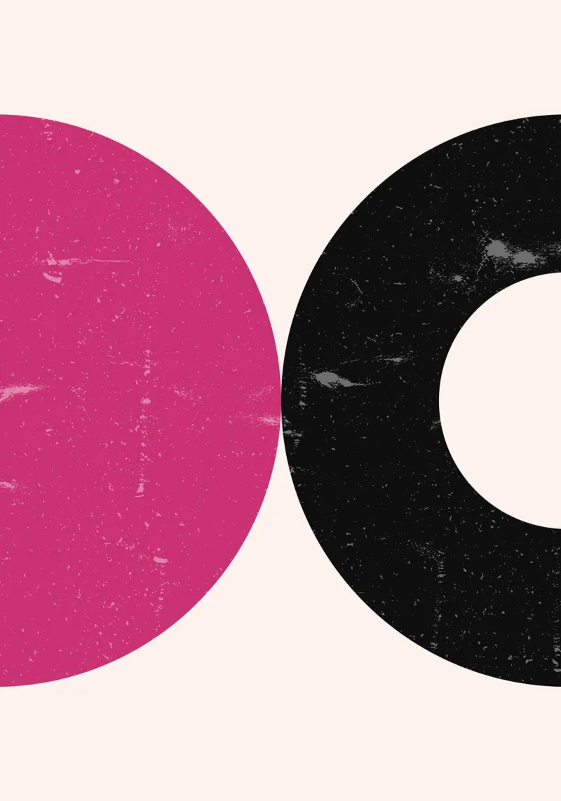 Abstracte Roze Zwarte Cirkel Moderne Minimalistische Muurkunst Print poster van NorwesClub