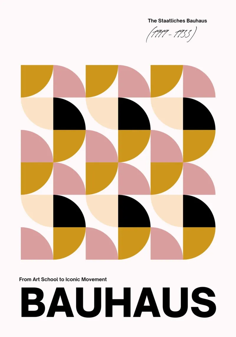 Bauhaus Geometric Grid Abstract Art Print by Iconic Design M metacrilato de NorwesClub