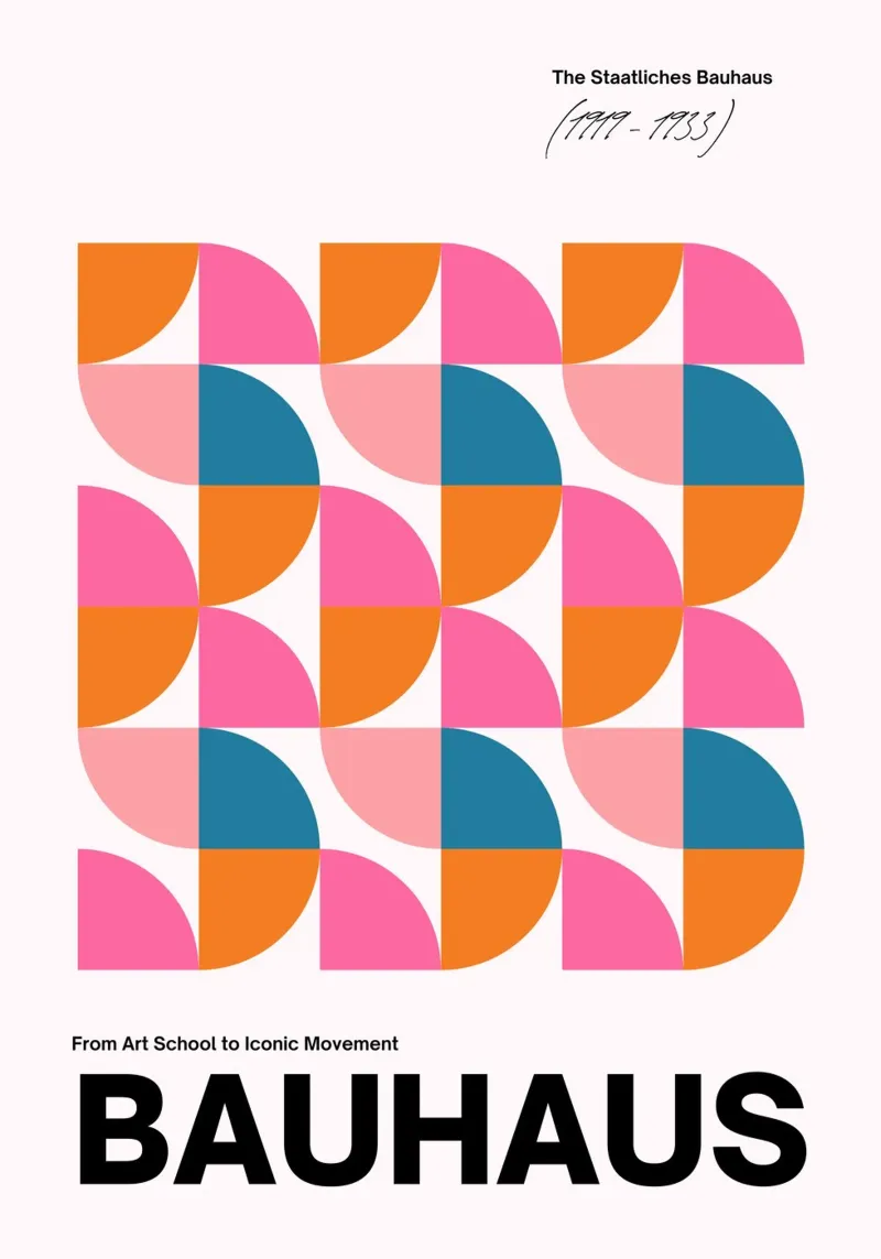 Bauhaus Geometric Abstract Grid Print by Iconic Movement Bri alluminio dibond da NorwesClub
