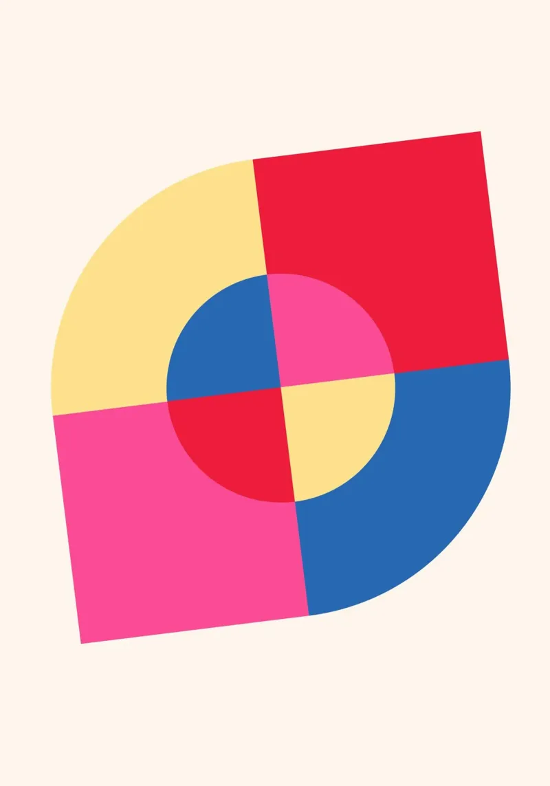 Abstract Geometric Color Block Print by Modernist Shapes & C hahnemühle by NorwesClub