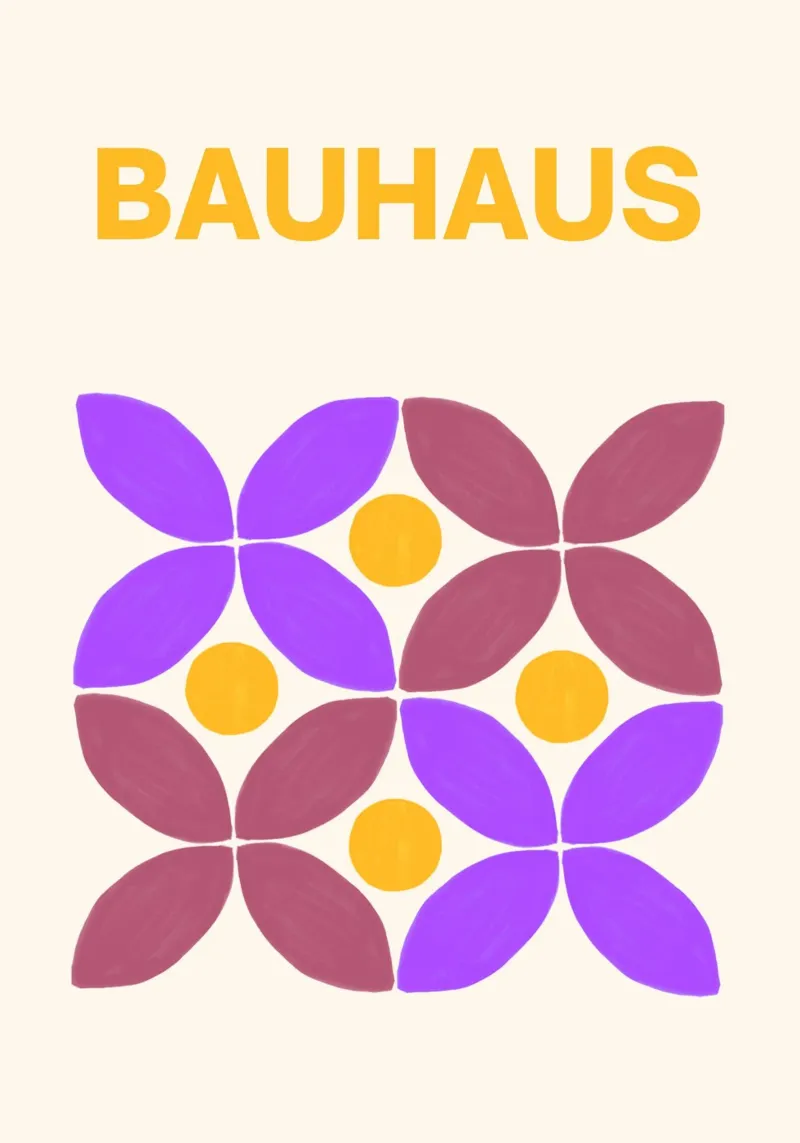 Bauhaus Floral Abstract Print by Geometric Petals & Circles hahnemühle by NorwesClub