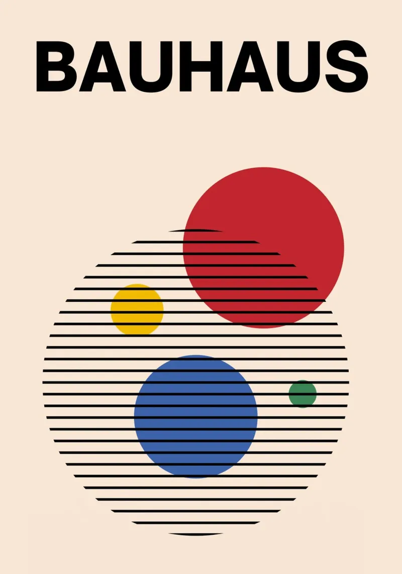 Bauhaus Abstract Circles & Lines Art Print by Modernist Form canvas by NorwesClub