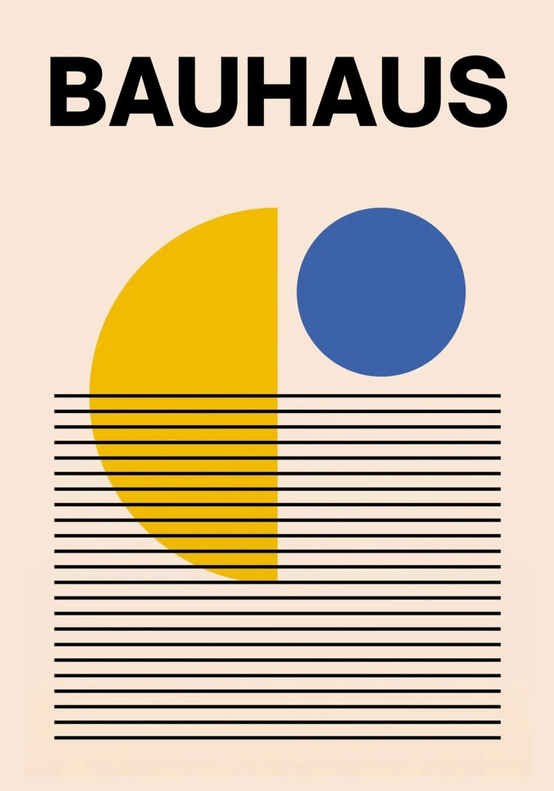 Bauhaus Geometric Abstract Print by Circles & Lines, Primary canvas by NorwesClub