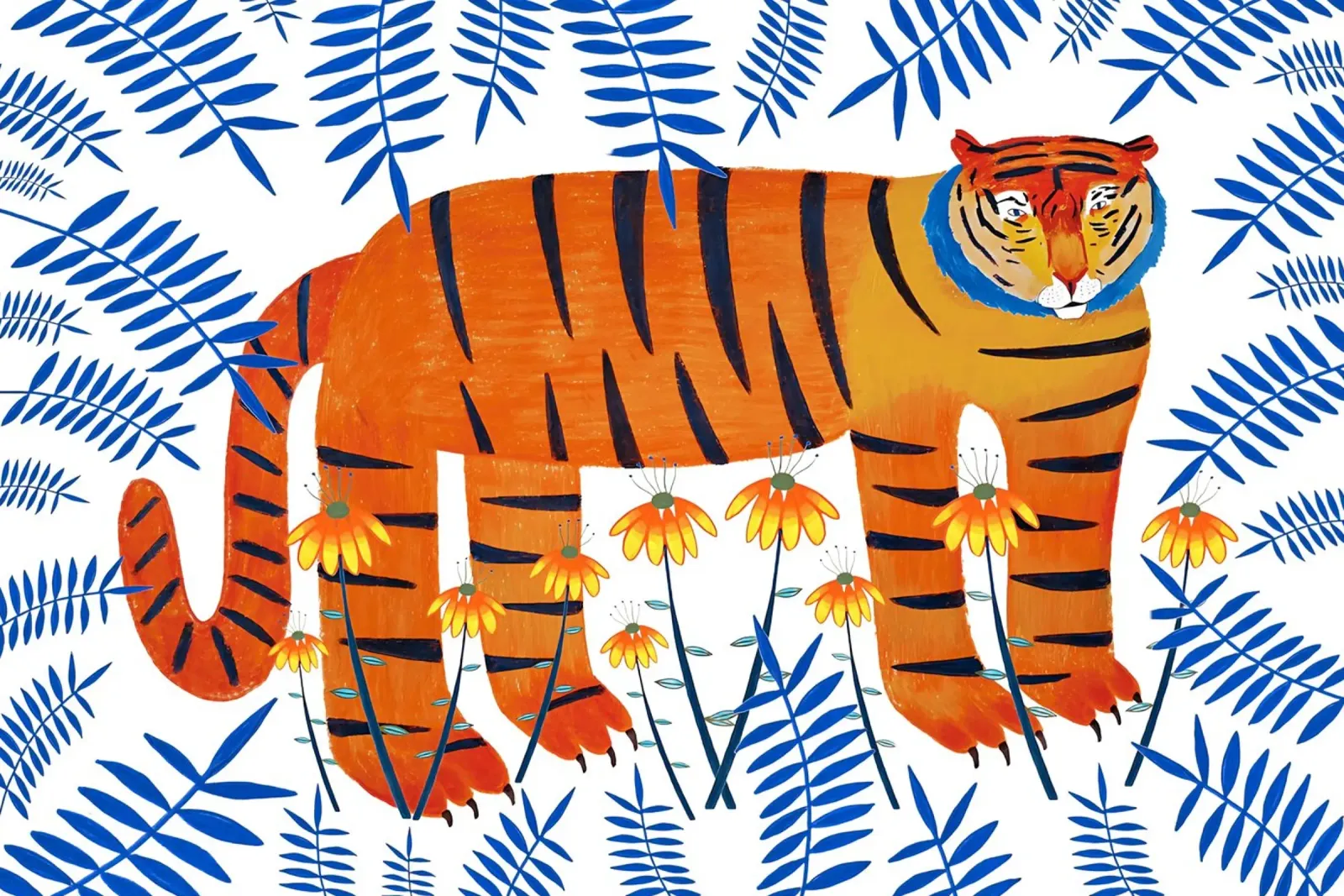 Tigre de la suerte, ilustración de un tigre lámina retroiluminada de Little Lila