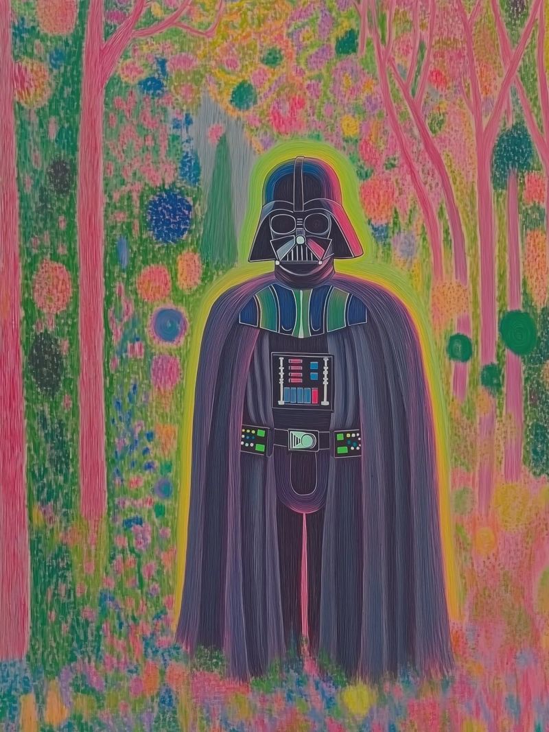 Star Wars Colorful Darth Vader Poster – Botanical Art Print poster by Kaji