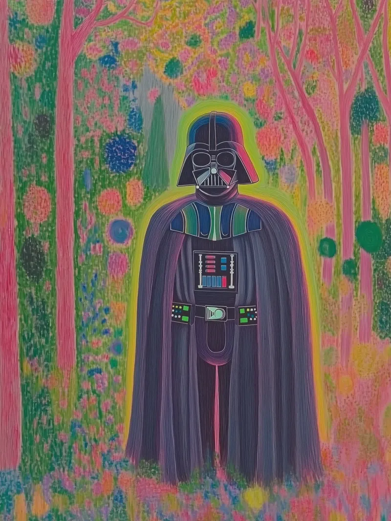 Poster colorato di Star Wars Darth Vader - Stampa d'arte botanica poster da Kaji