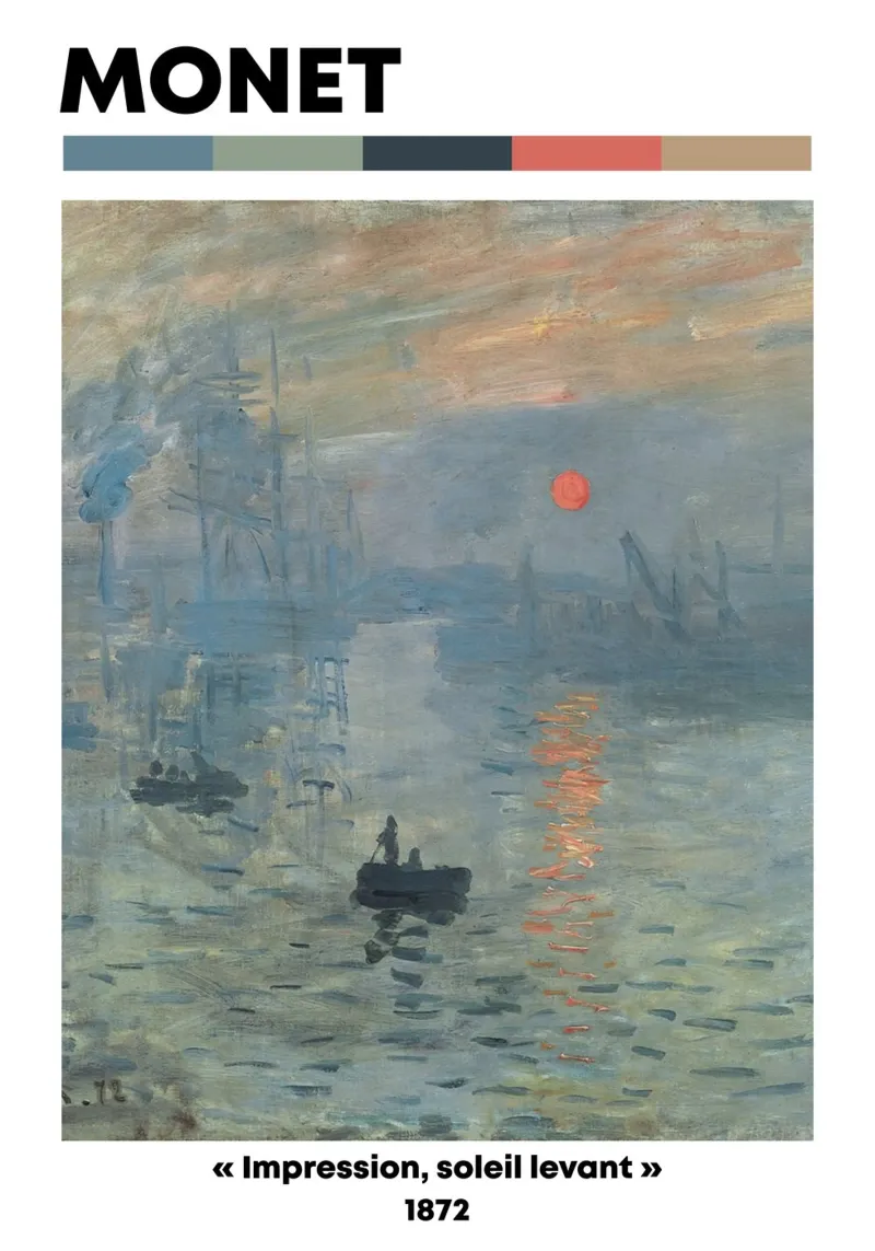 Claude Monet - Impressione, alba: stampa del capolavoro iconico pellicola backlit da NorwesClub
