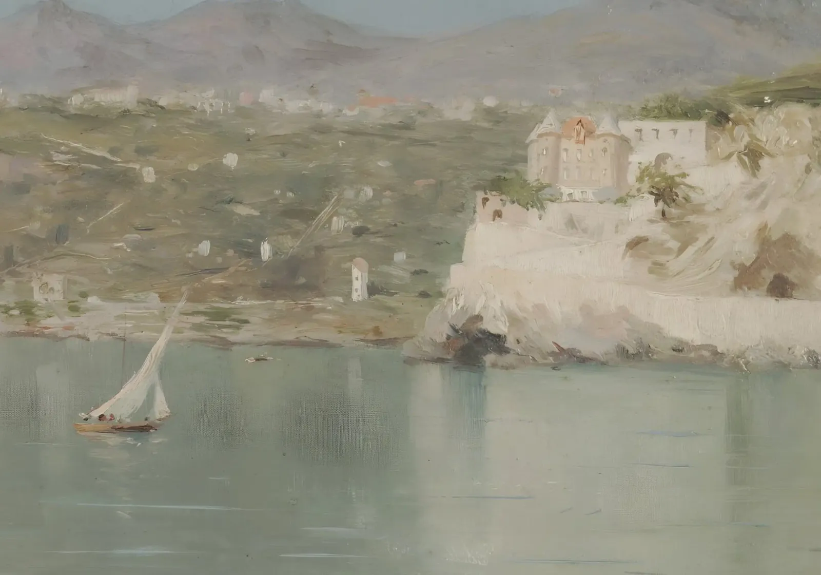 Boudin: Costa di Antibes, Paesaggio marino impressionista, Ri francese poster da NorwesClub