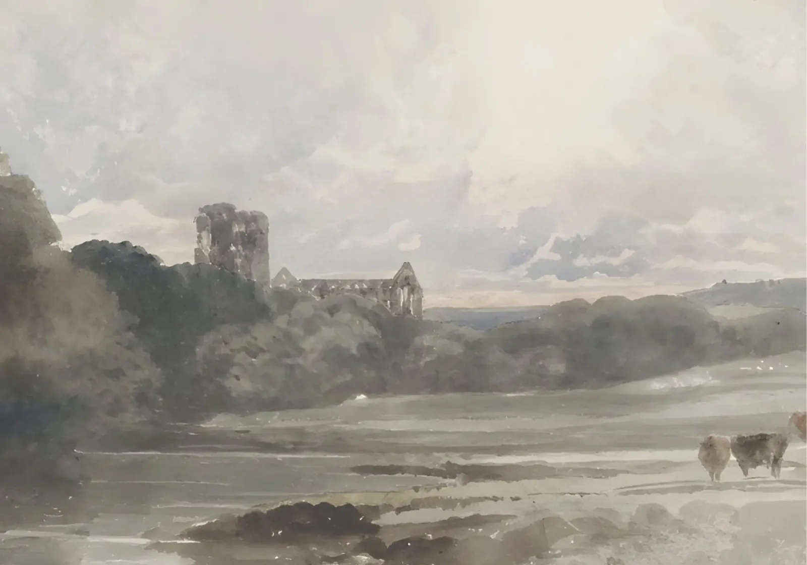 De Wint: Kirkstall Abbey, Romantic Landscape, Vintage Ruin hahnemühle by NorwesClub