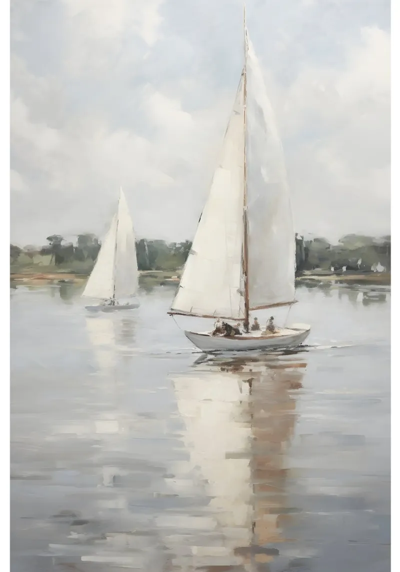 Mokaky: Regata di barche a vela, acquerello, arte nautica costiera poster con telaio in legno da NorwesClub