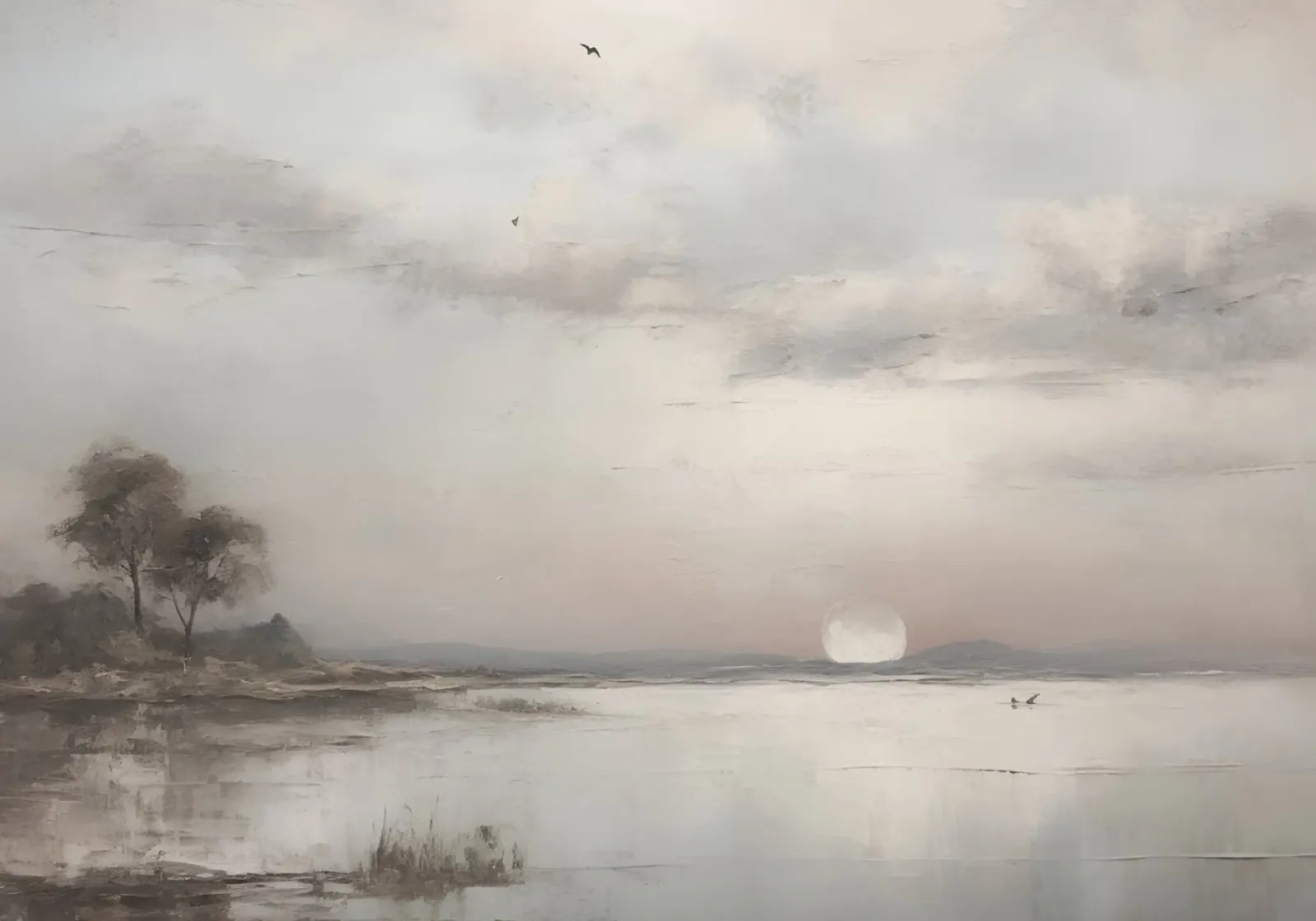 Savrasov Stijl: Serene zonsondergang, Russisch landschap, merenkunst poster van NorwesClub