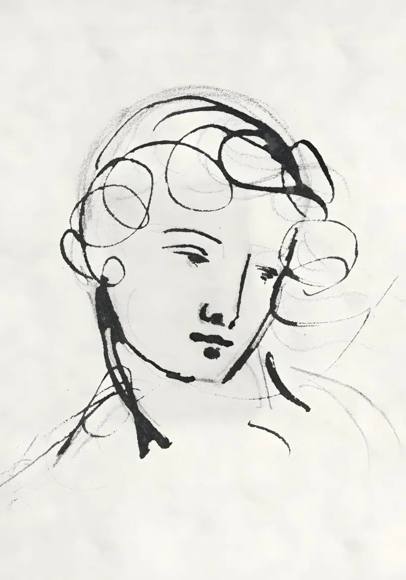 Matisse Style: Expressive Portrait, Modernist Line Art Hahnemühle von NorwesClub
